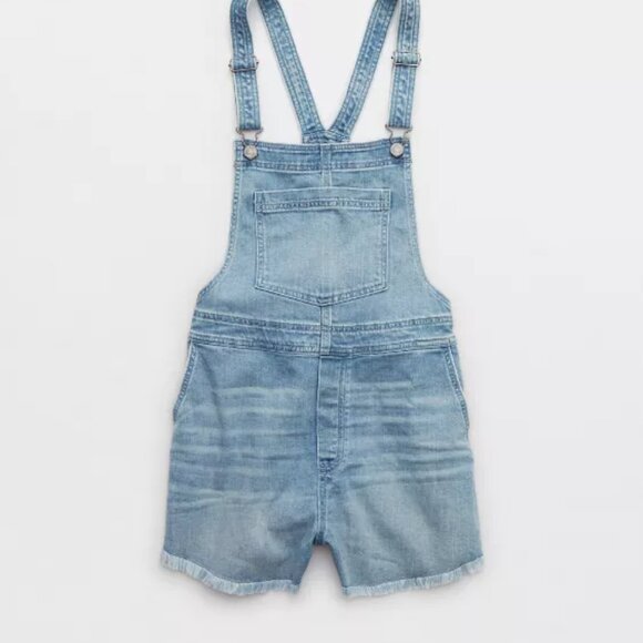 Aerie Denim Shortalls, Light Blue, xs - Picture 7 of 9